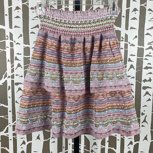 Cecilia Prado $198 New Knitted Tiered Hem Smocked Waist Mini Skirt S